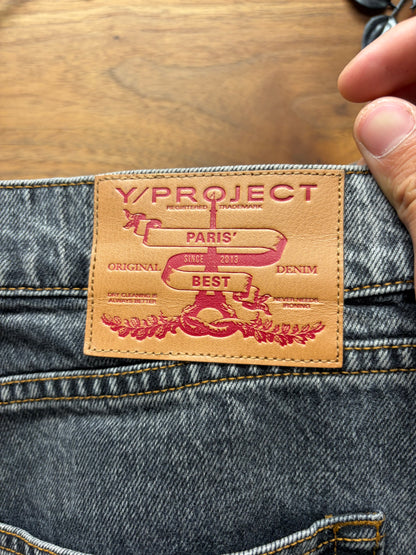 Y-Project ‘Metal Wire’ Shaped Grey Bootcut Denim