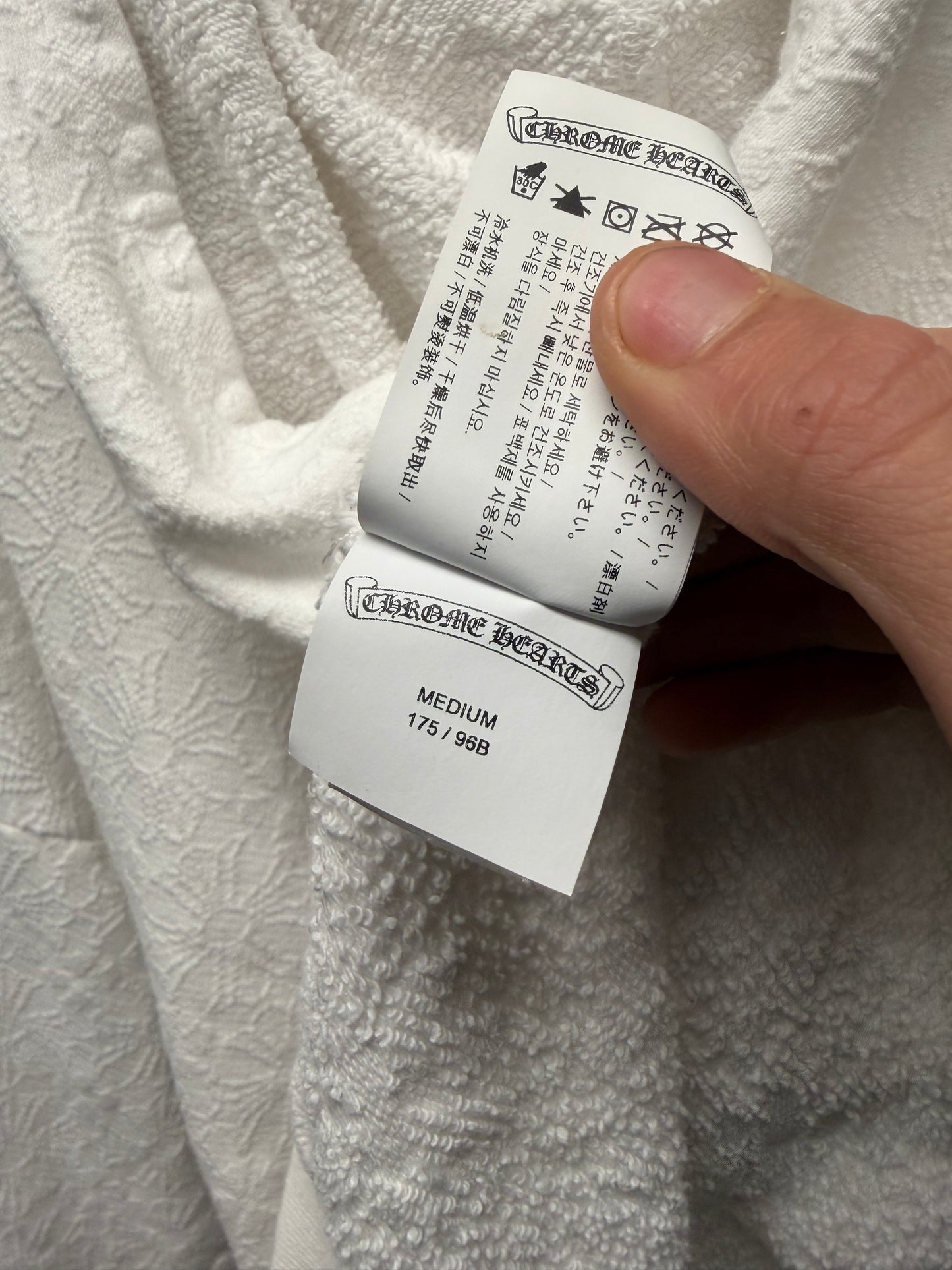 Chrome Hearts Towel Jacquard Plus Cross White Pullover Hoodie