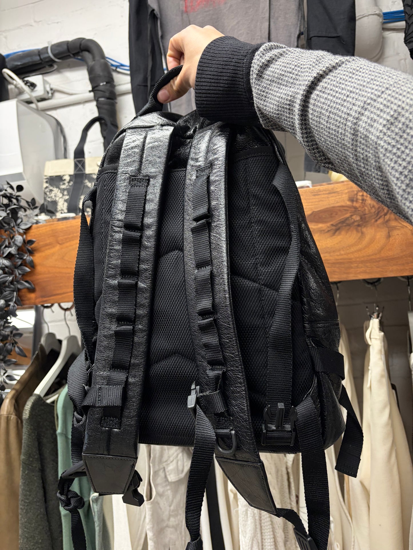 Balenciaga ‘Army’ Black Calfskin Leather Full Size Backpack