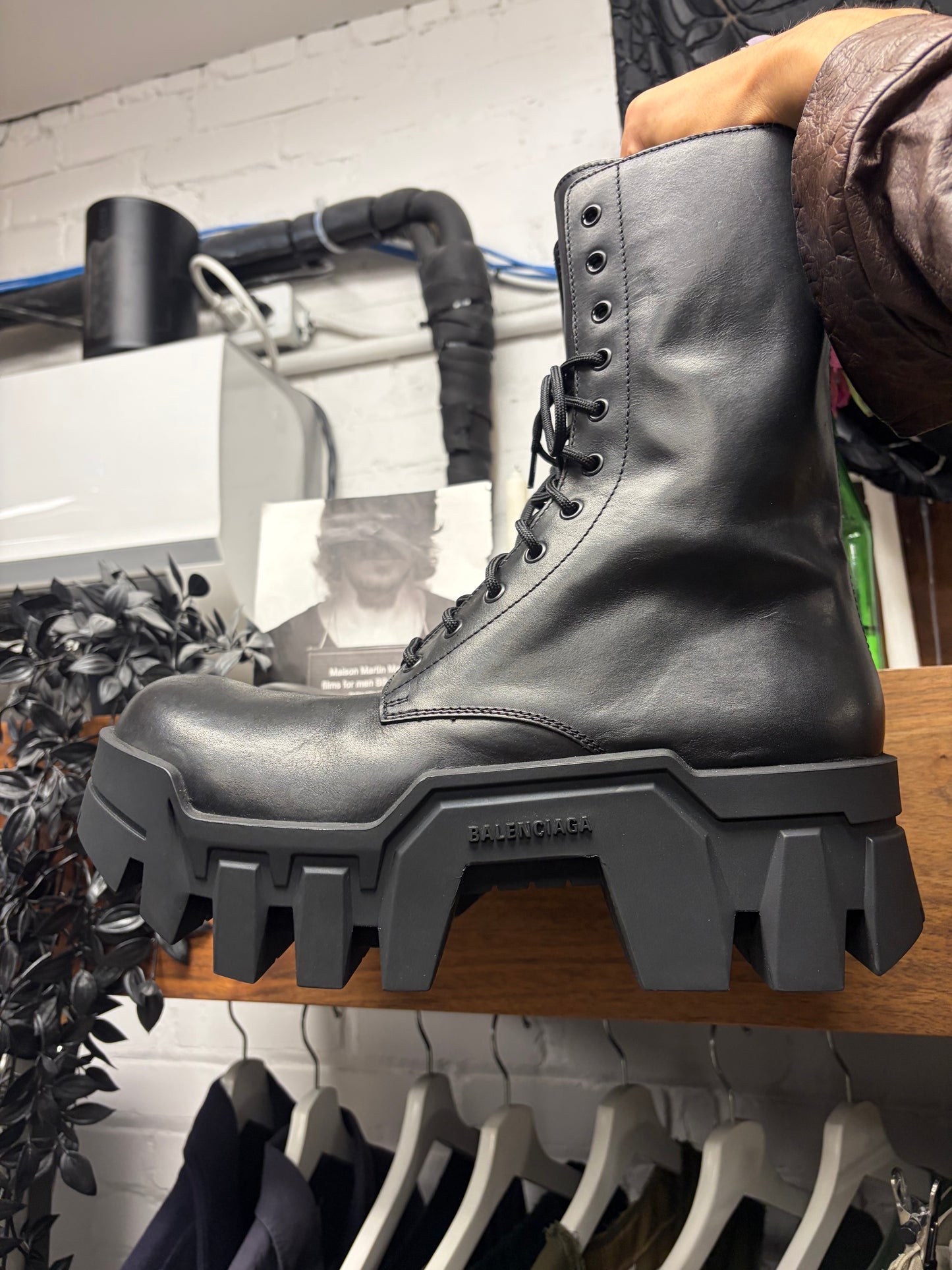 Balenciaga ‘Bulldozer’ Black Leather Platform Sole Combat Boots