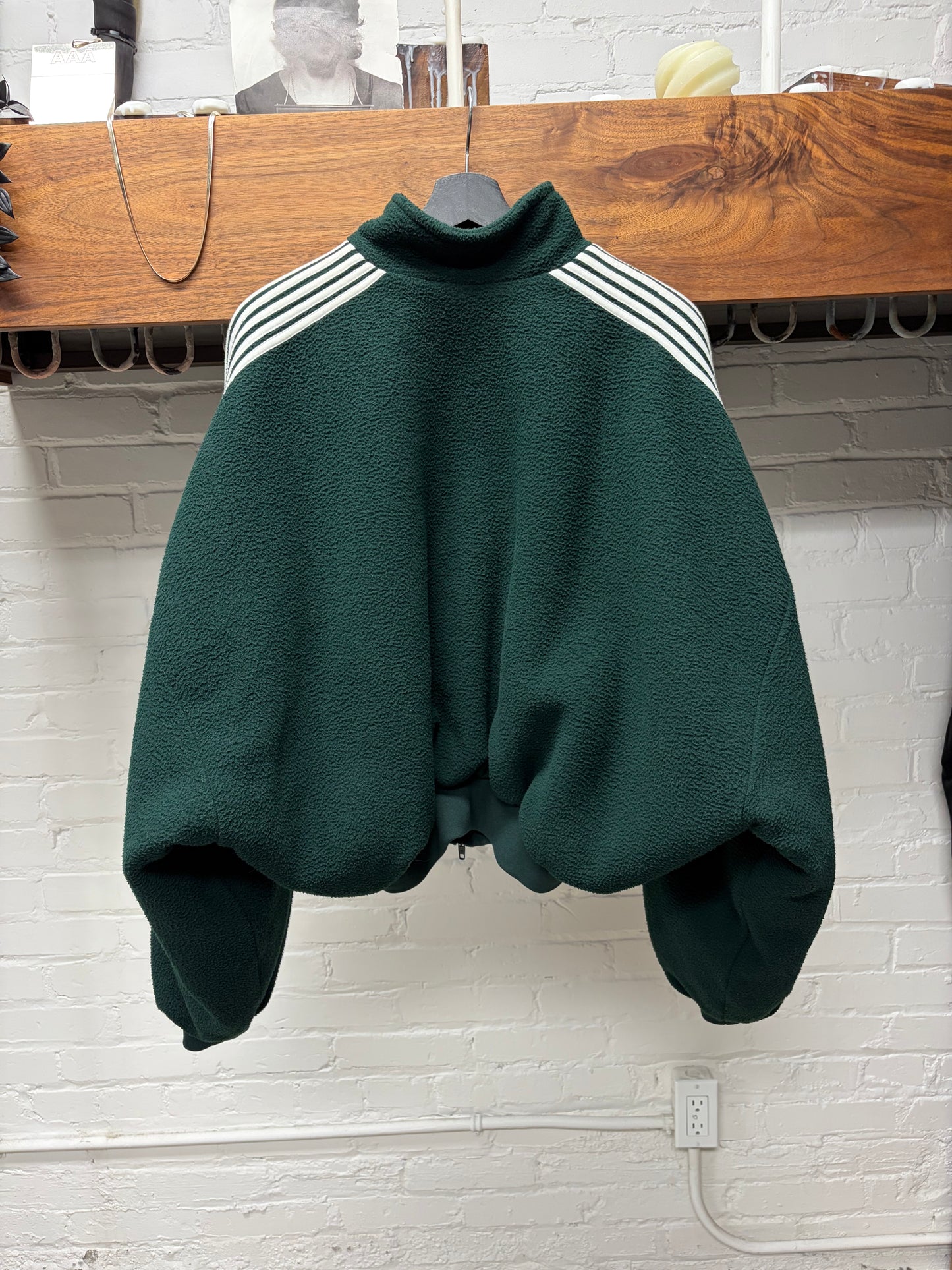SS2025 Balenciaga ‘Sports Loop Icon’ Cropped Green Heavy Fleece Jacket