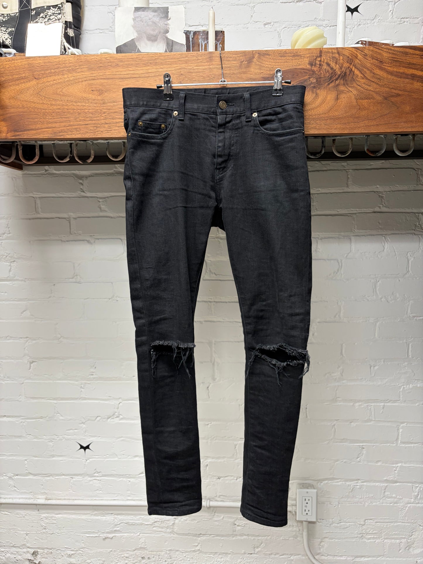 2015 Saint Laurent by Hedi Slimane ‘D02’ Distressed Black Denim