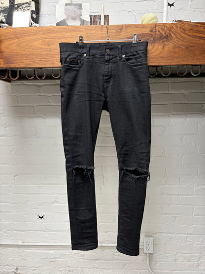 2015 Saint Laurent by Hedi Slimane ‘D02’ Distressed Black Denim