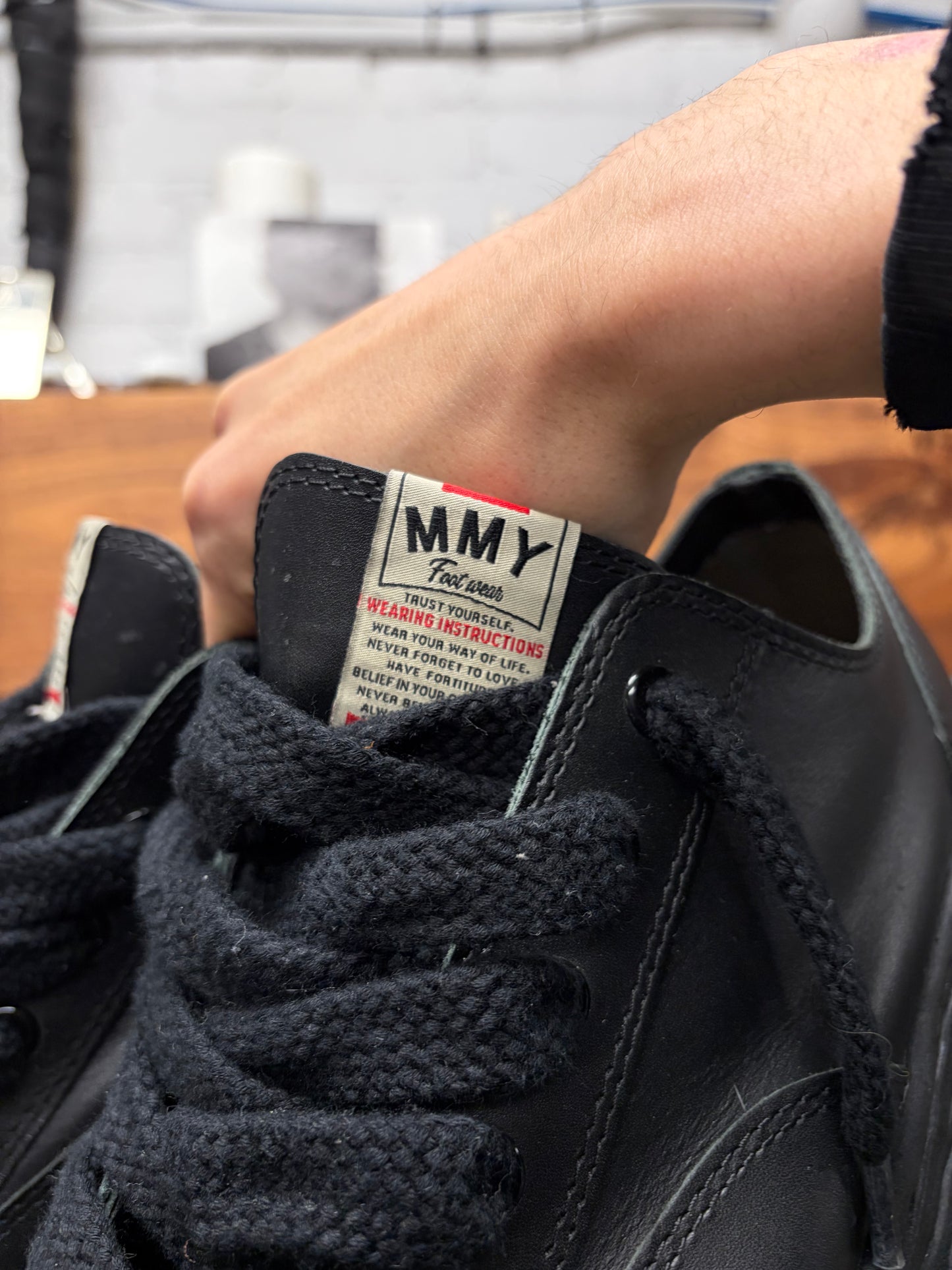 Mihara Yasuhiro ‘Melted Sole’ Black Leather Low Top Sneakers