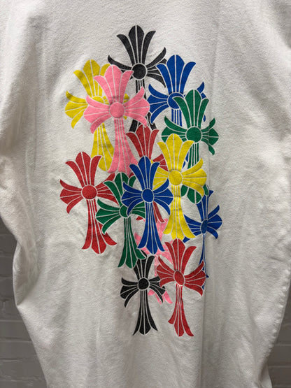 Chrome Hearts Multi-Color ‘Cemetery Cross’ White Short Sleeve Shirt