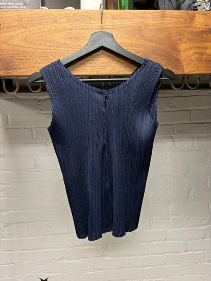 Issey Miyake ‘Pleats Please’ Navy Blue Tank Top