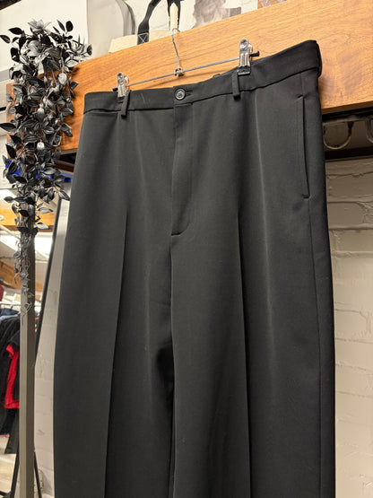 2022 Balenciaga Heavyweight Pleated Black Wide Leg Trousers