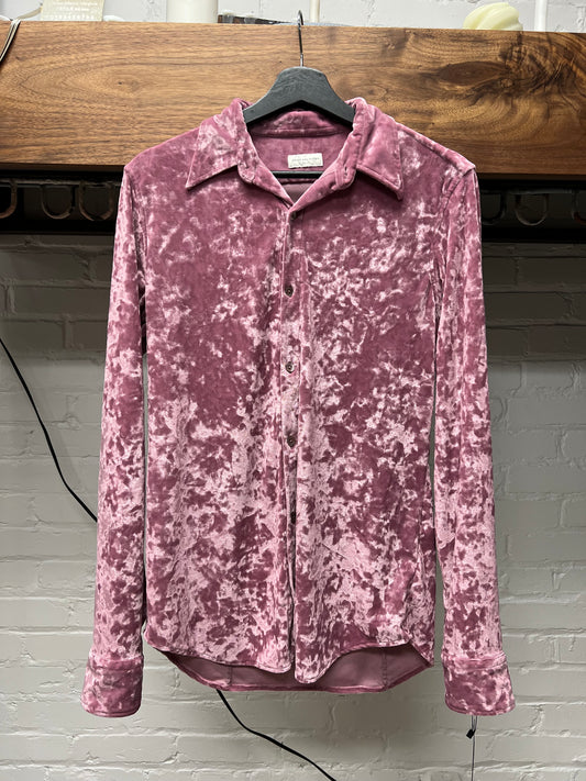 Dries Van Noten Velvet Collared Button Up Shirt