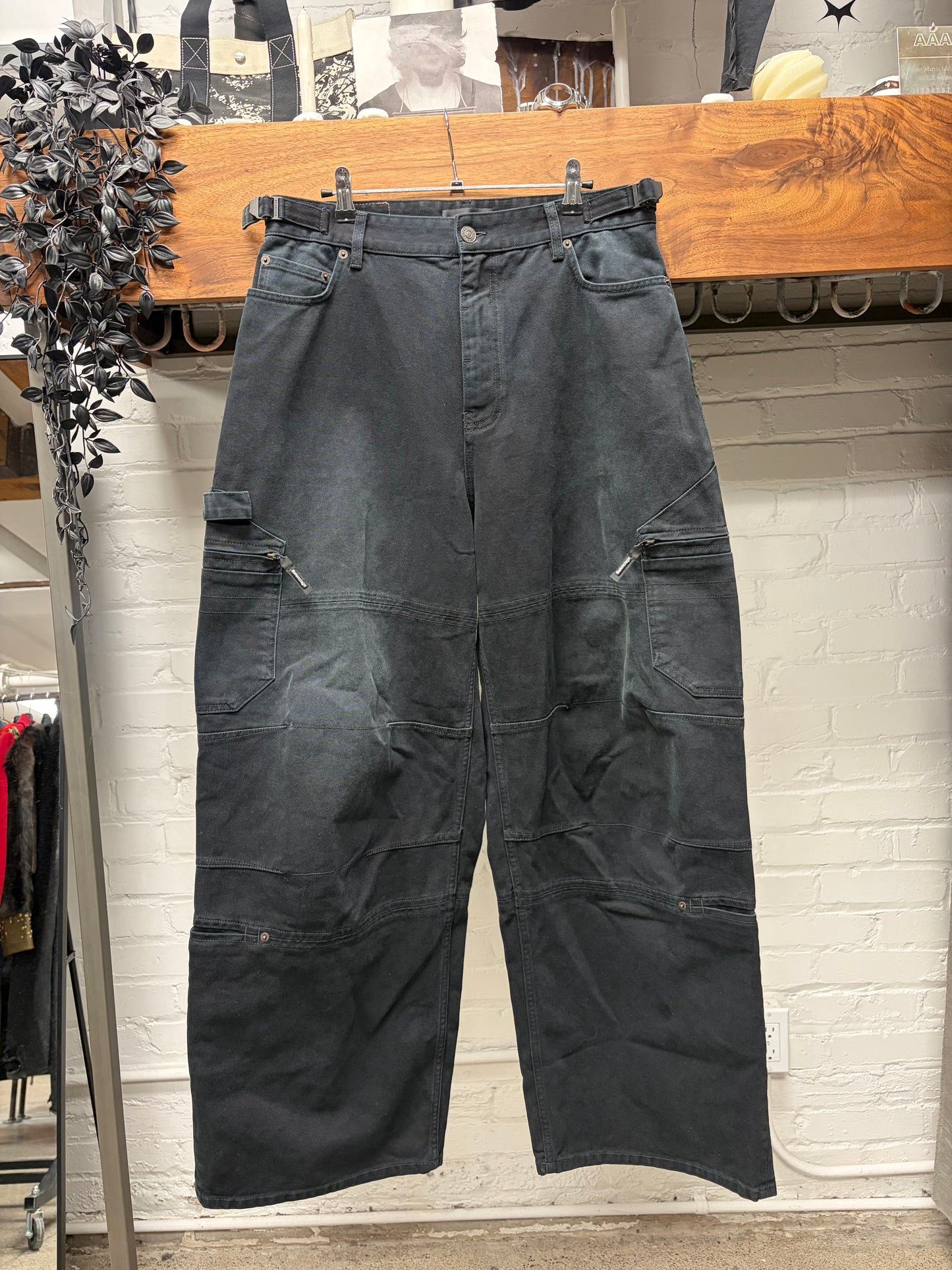 AW2024 Balenciaga ‘Heavyweight Carpenter’ Overwashed Blue Wide Leg Denim