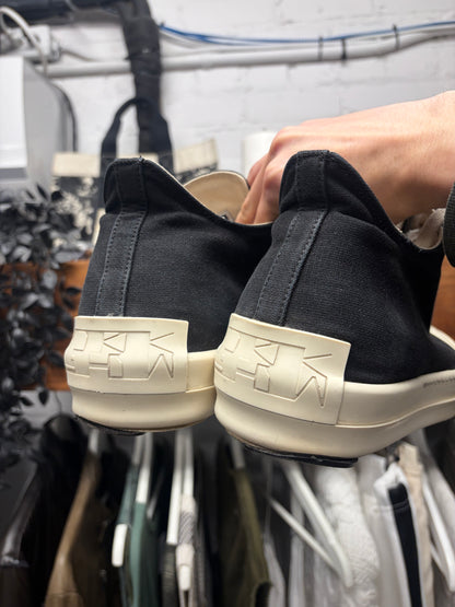 Rick Owens Black Canvas ‘Ramones’ Low Top Sneakers