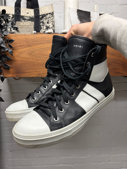 Amiri ‘Sunset’ Black/White Leather Court High Top Sneakers