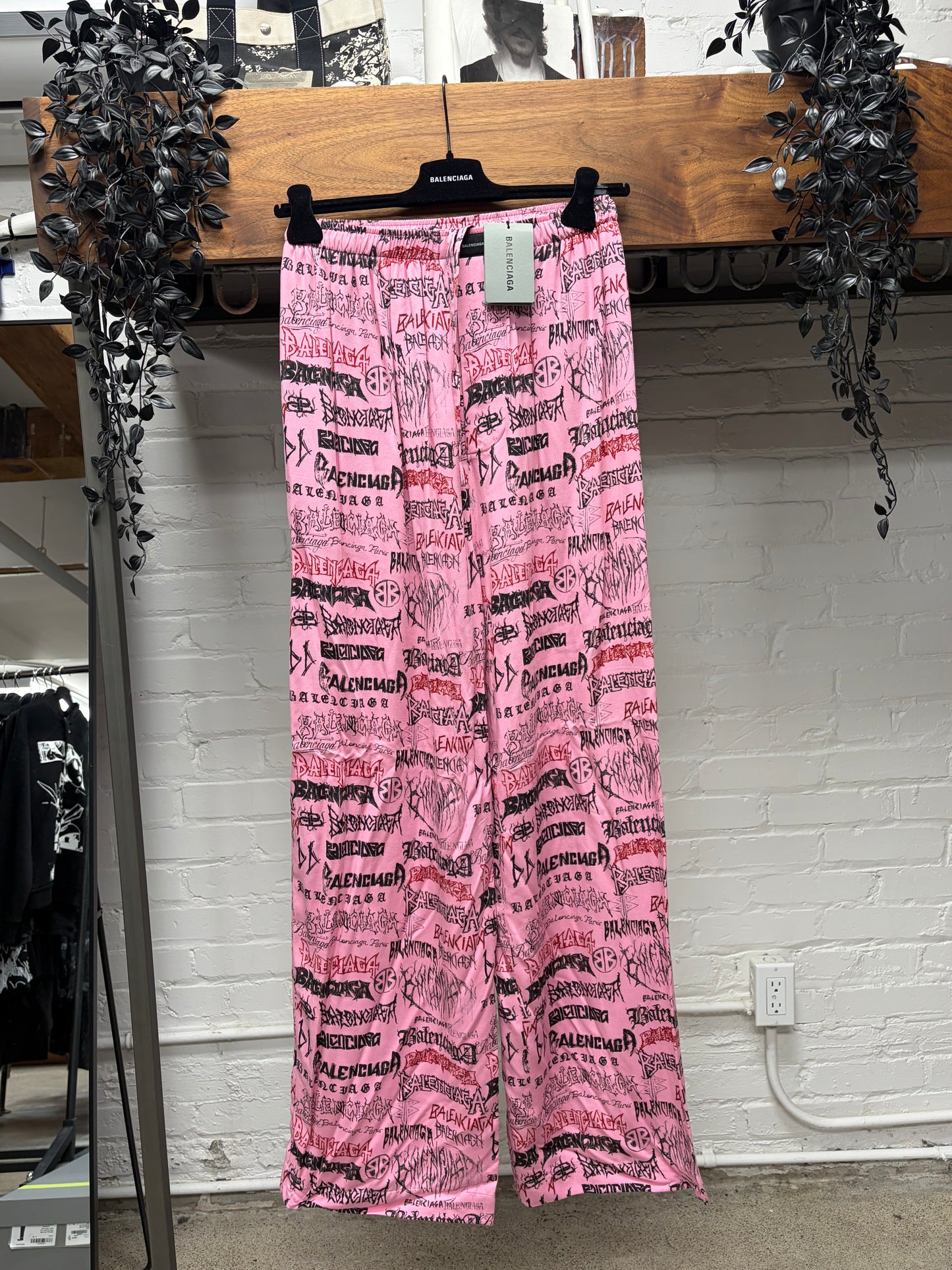 2023 Balenciaga ‘DIY Metal Logo’ Pink Wide Leg Pyjama Pants