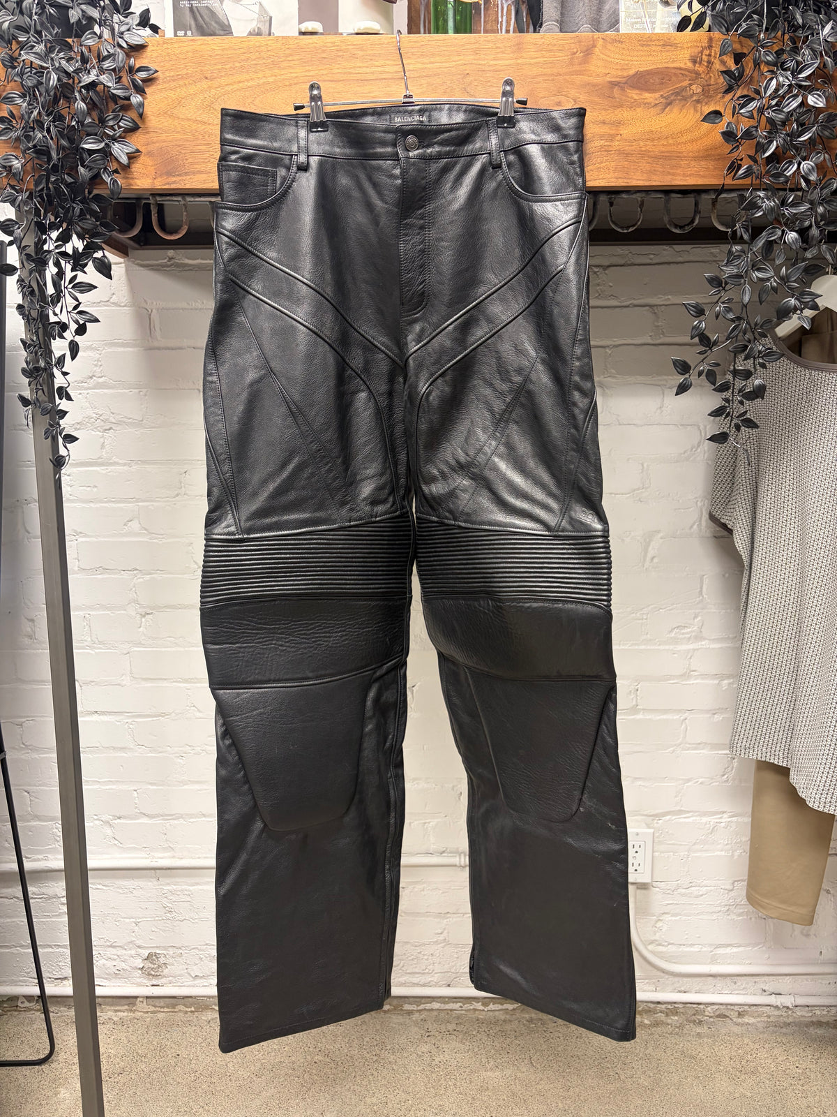 SS2023 Balenciaga ‘Mudshow’ Black Leather Biker Pants