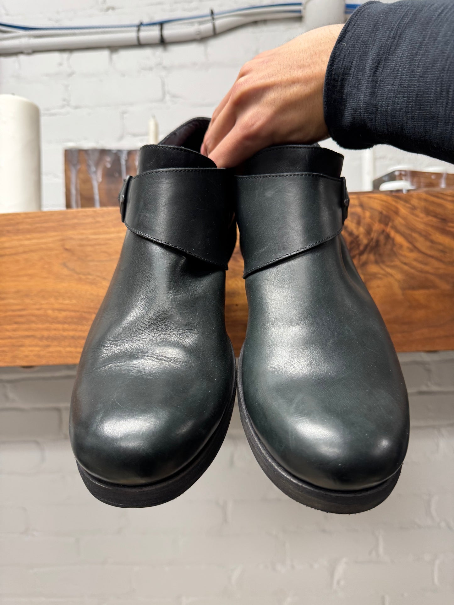 MA+ Black Leather Belted Staple Derbys