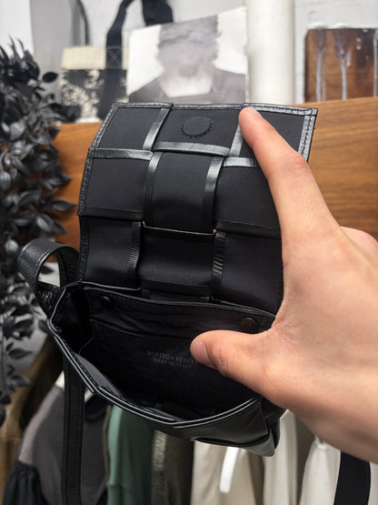 Bottega Veneta Black Leather ‘Mini Cassette’ Intrecciato Woven Bag