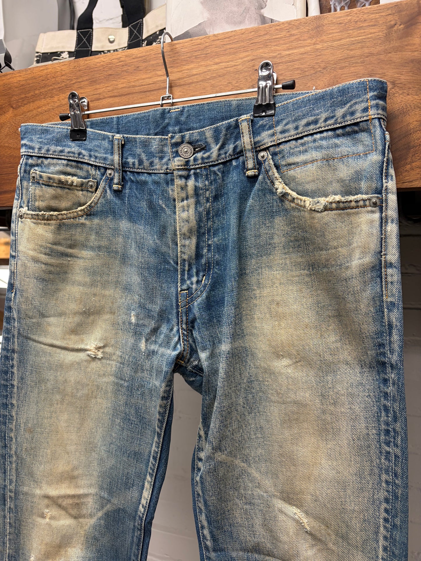 AW2012 Visvim ‘Dirty Blue’ Slim Bootcut Jeans with Genuine Snakeskin Leather Patch