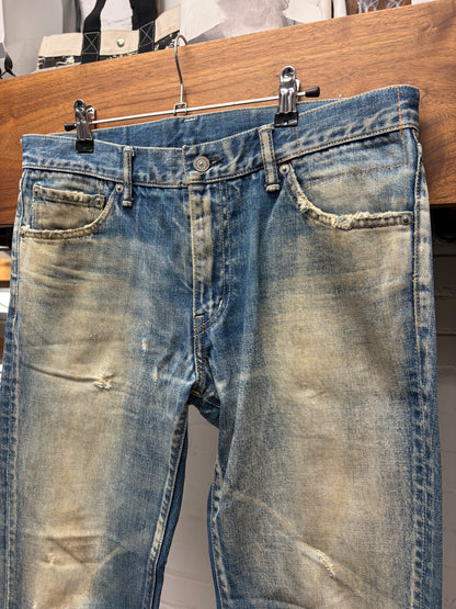 AW2012 Visvim ‘Dirty Blue’ Slim Bootcut Jeans with Genuine Snakeskin Leather Patch