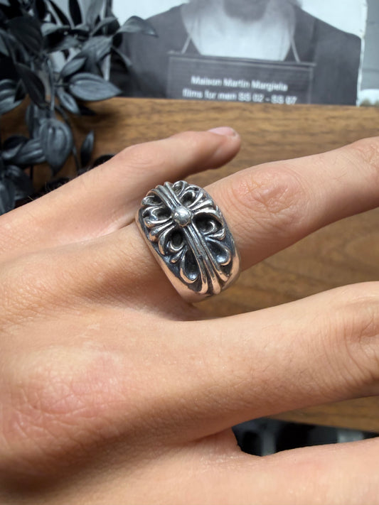 Chrome Hearts ‘Keeper’ .925 Silver Floral Cross Ring