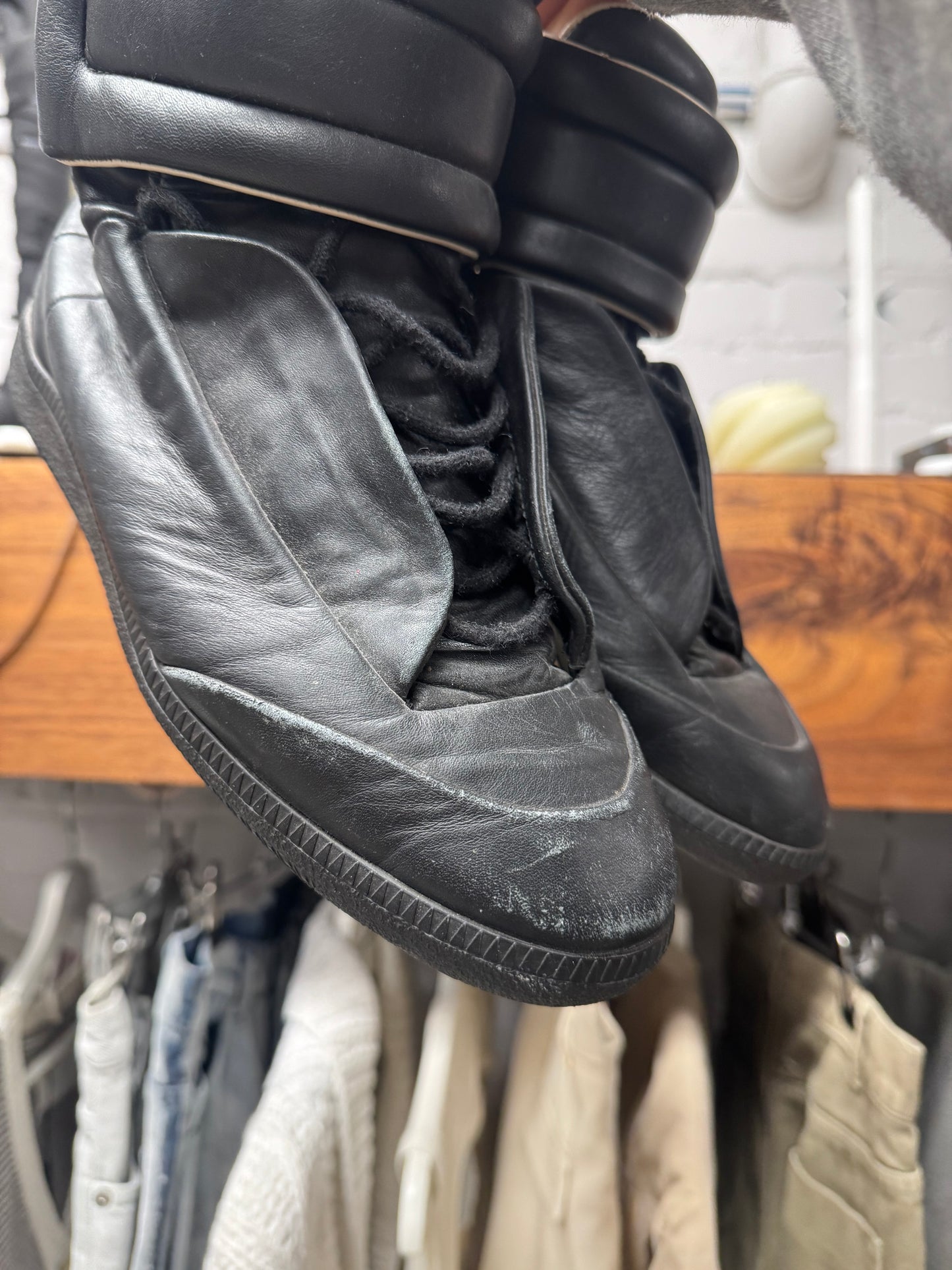 Maison Margiela ‘Future’ Black Leather High Top Sneakers