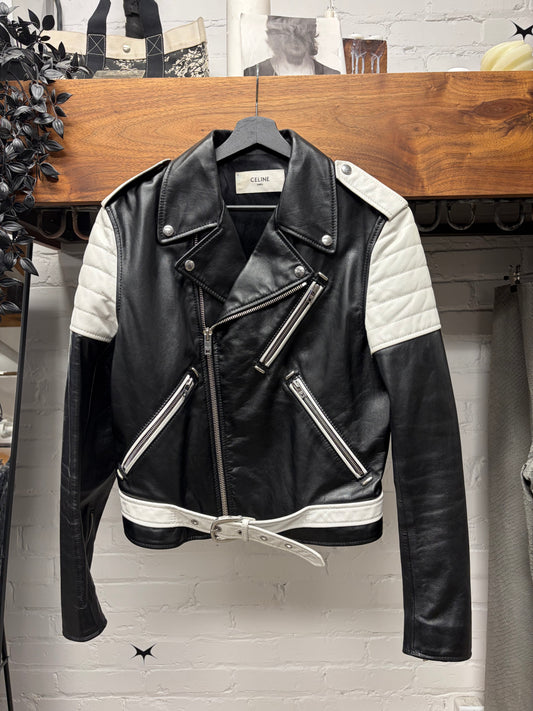 SS2019 Celine by Hedi Slimane Runway Look 13 Padded Calfskin Leather Biker Jacket