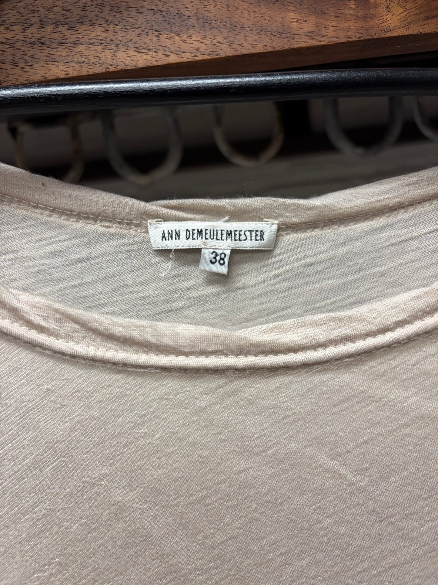 Ann Demeulemeester Sheer Scoop Neck Tan Brown Layering Shirt