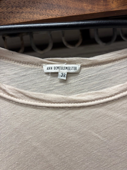 Ann Demeulemeester Sheer Scoop Neck Tan Brown Layering Shirt