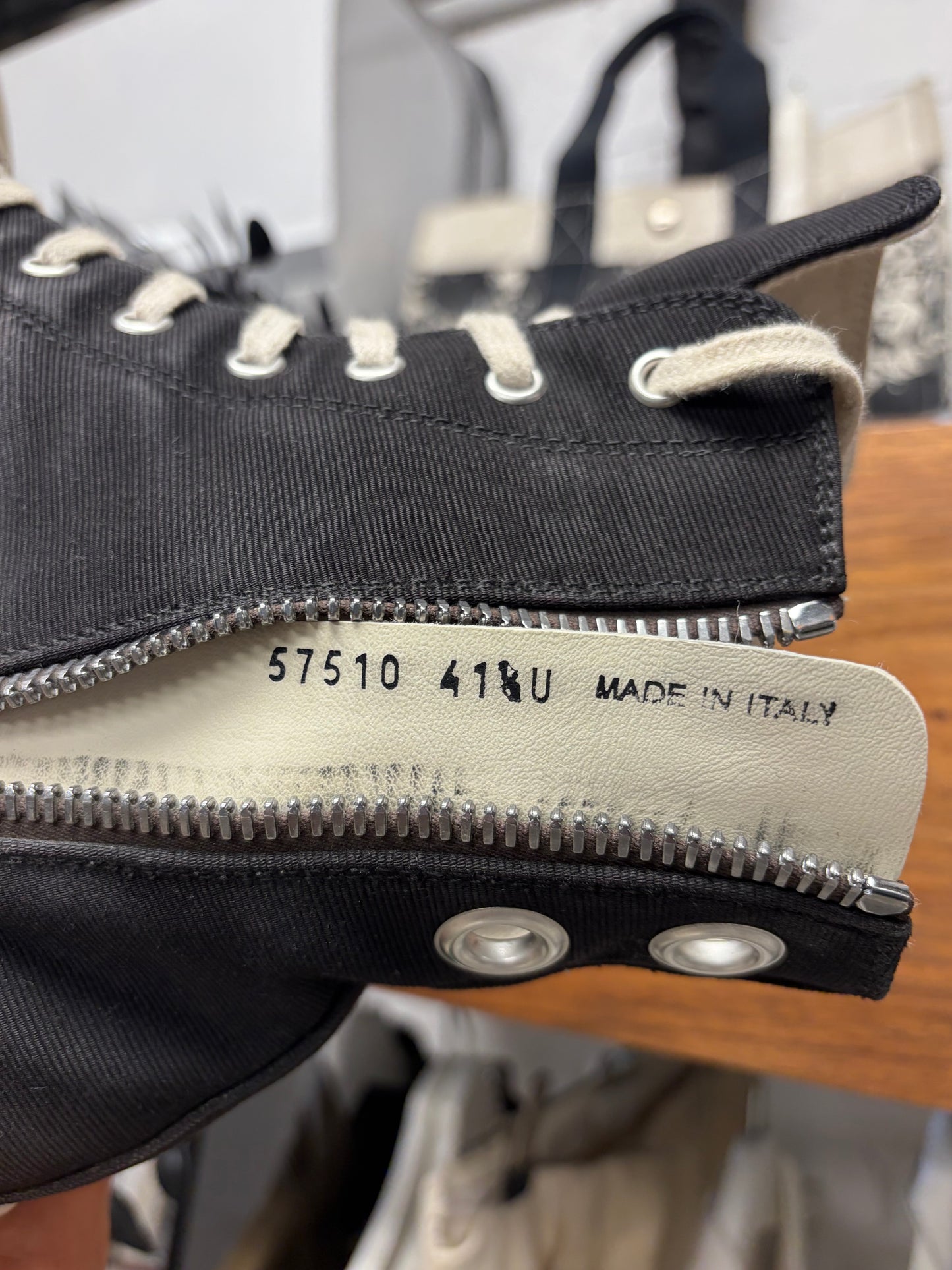 Rick Owens ‘Abstract Sole’ Black Canvas High Top Sneakers