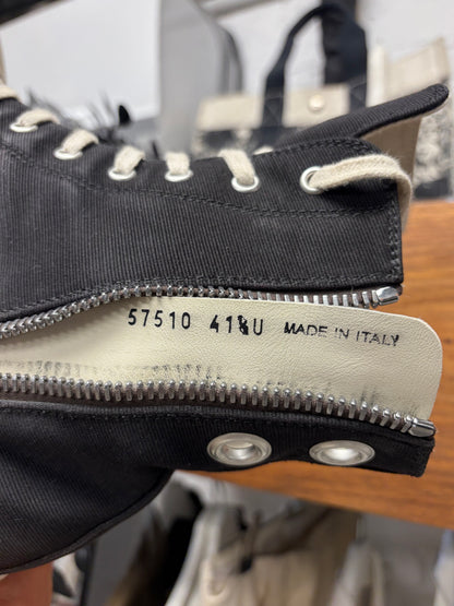 Rick Owens ‘Abstract Sole’ Black Canvas High Top Sneakers