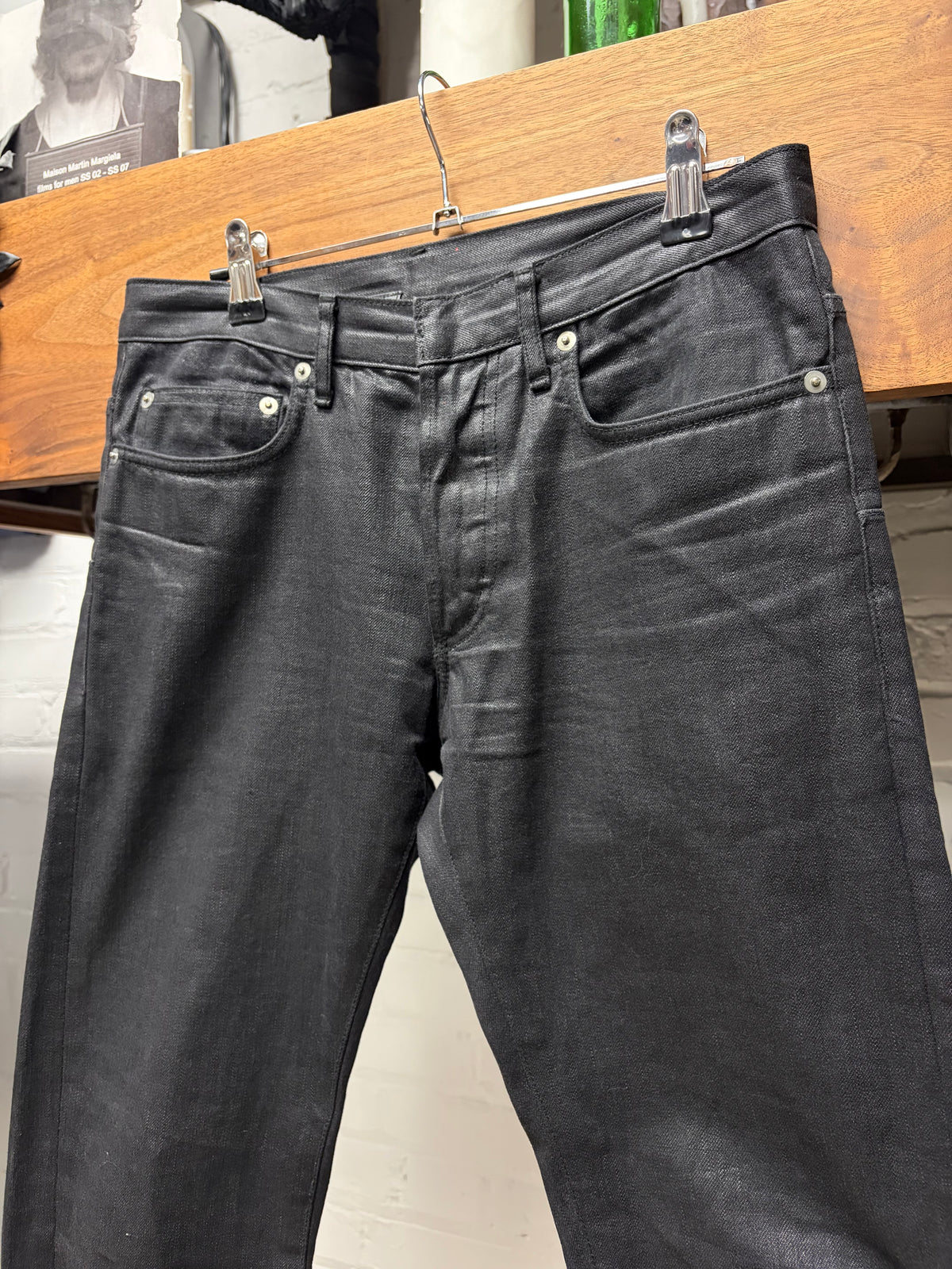 AW2007 Dior Homme by Hedi Slimane ‘Navigate’ Waxed Black Skinny Jeans