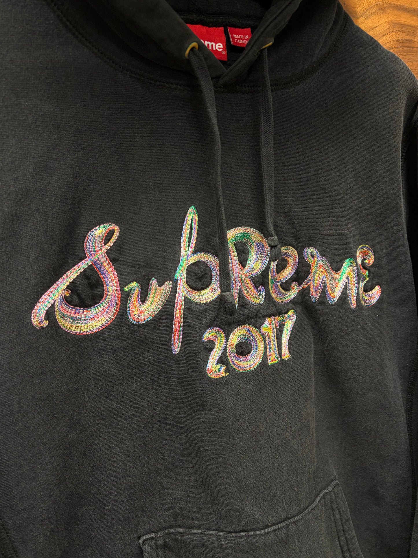 AW2017 Supreme ‘Brush Logo’ Black Cotton Pullover Hoodie