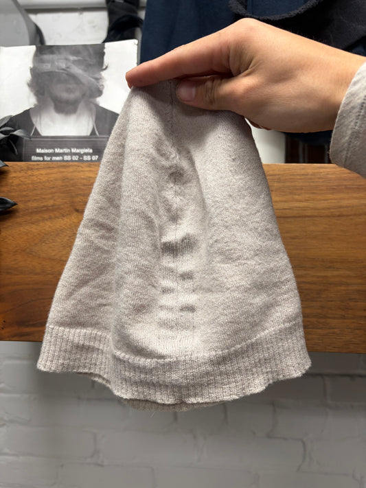 AW2021 Rick Owens ‘Gethsemane’ Oyster Cashmere Ribbed Beanie