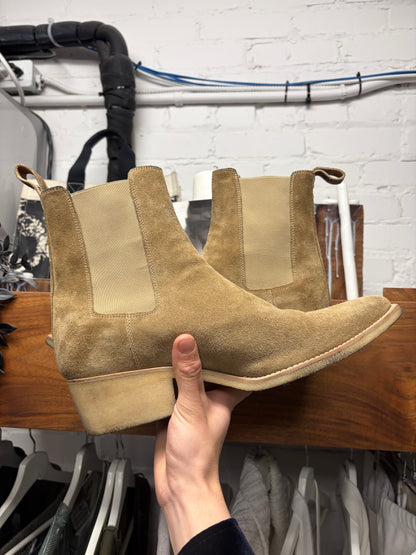 Amiri Brown Tab Suede Crepe Sole Pointed Toe Boots