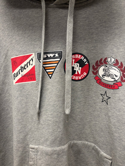 Burberry ‘Vintage Logos’ Grey Terry Cotton Pullover Hoodie