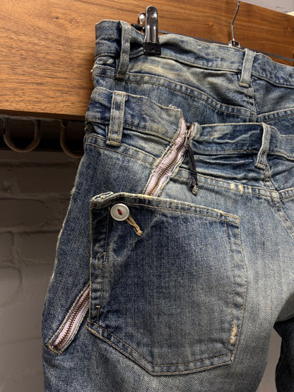 PPFM Double Wasited ‘Grommet’  Low Rise Blue Skinny Jeans