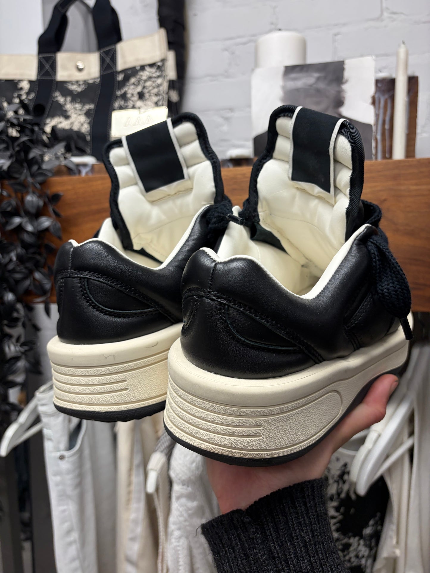Rick Owens ‘TurboPWN’ Black Leather Low Top Sneakers