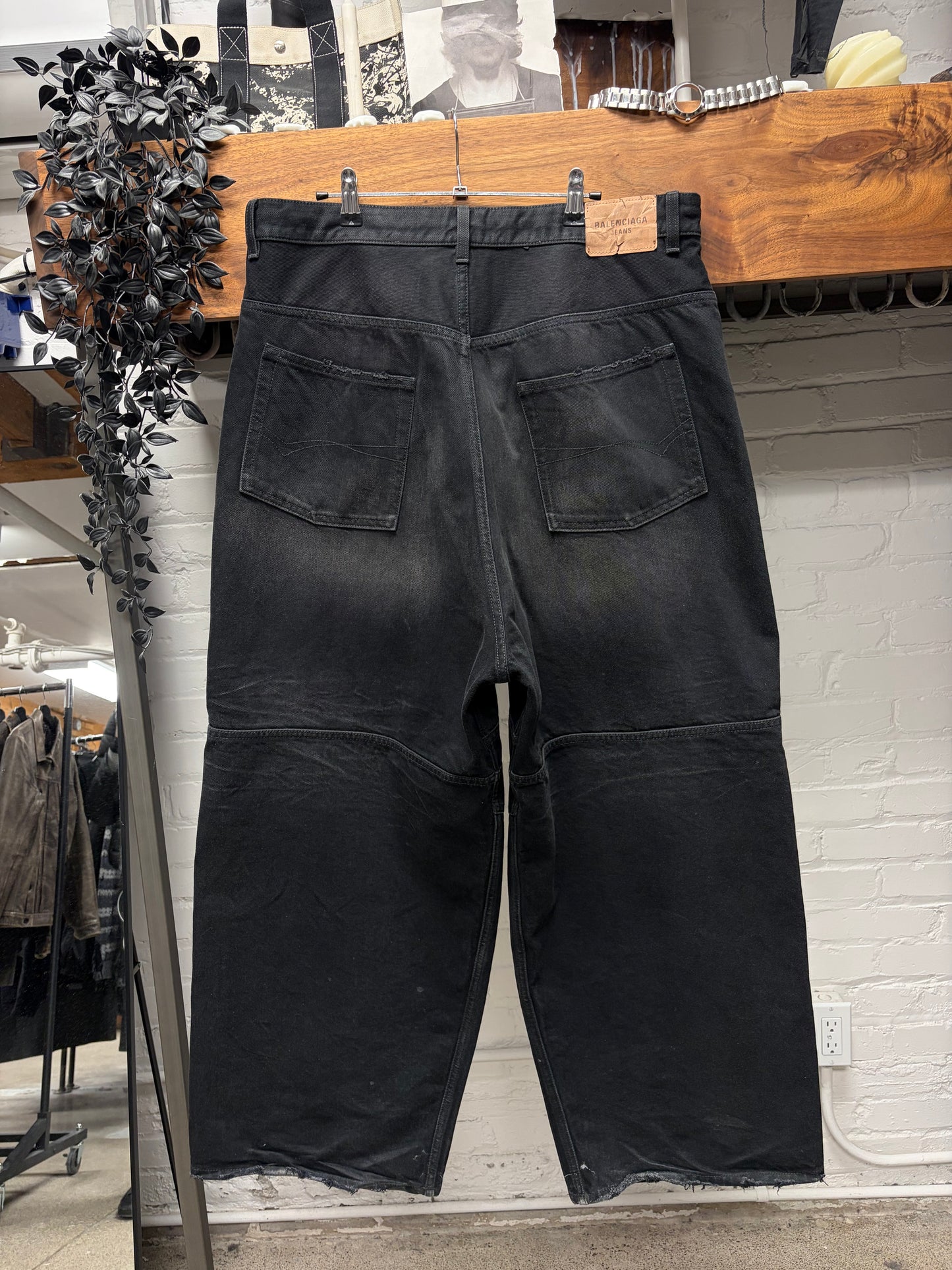 AW2024 Balenciaga ‘Fun Drawstring’ Wide Leg Faded Black Denim