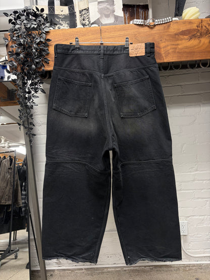 AW2024 Balenciaga ‘Fun Drawstring’ Wide Leg Faded Black Denim