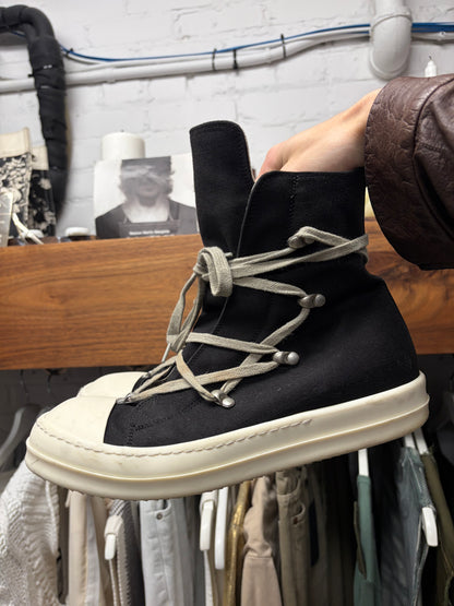 Rick Owens Pentagram Black Canvas Ramones High Top Sneakers