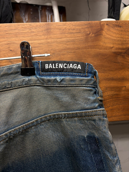 SS2023 Balenciaga ‘Mudshow’ Reverse Pocket Destroyed Wide Leg Denim