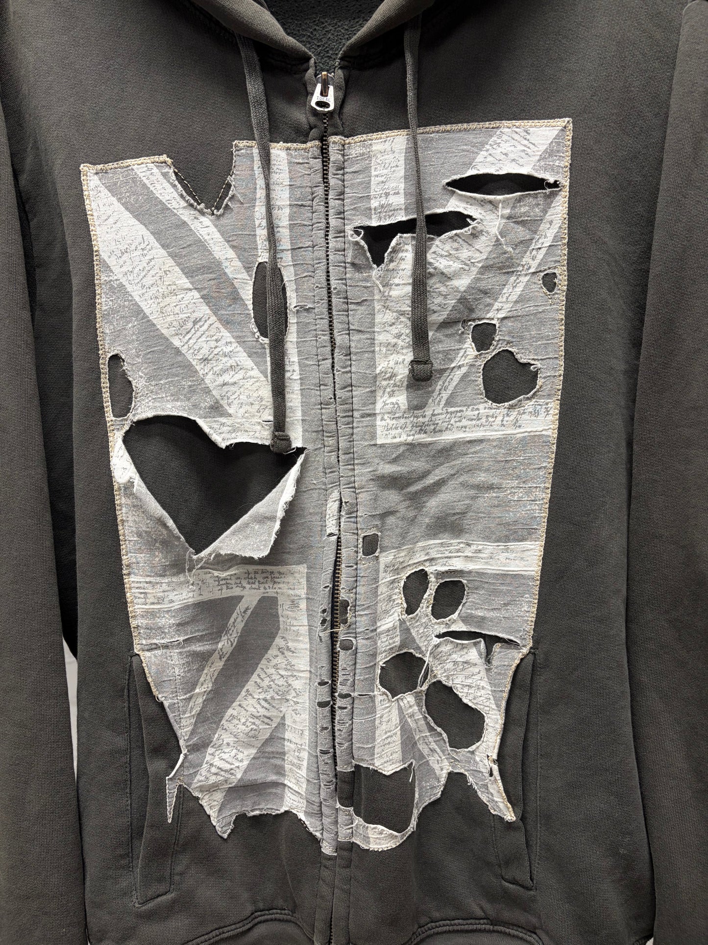 Denim & Supply Ralph Lauren ‘Union Jack’ Distressed/Faded Zip-Up Hoodie