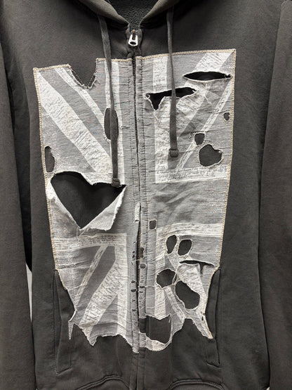 Denim & Supply Ralph Lauren ‘Union Jack’ Distressed/Faded Zip-Up Hoodie