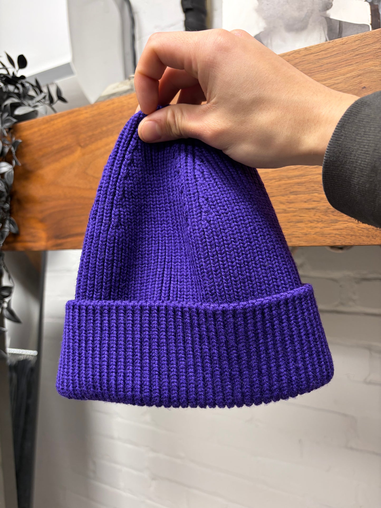 AW2018 Prada Ribbed Purple Wool Logo Beanie