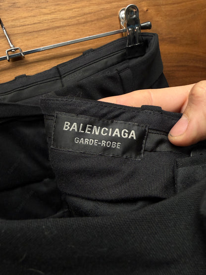 2022 Balenciaga Heavyweight Pleated Black Wide Leg Trousers