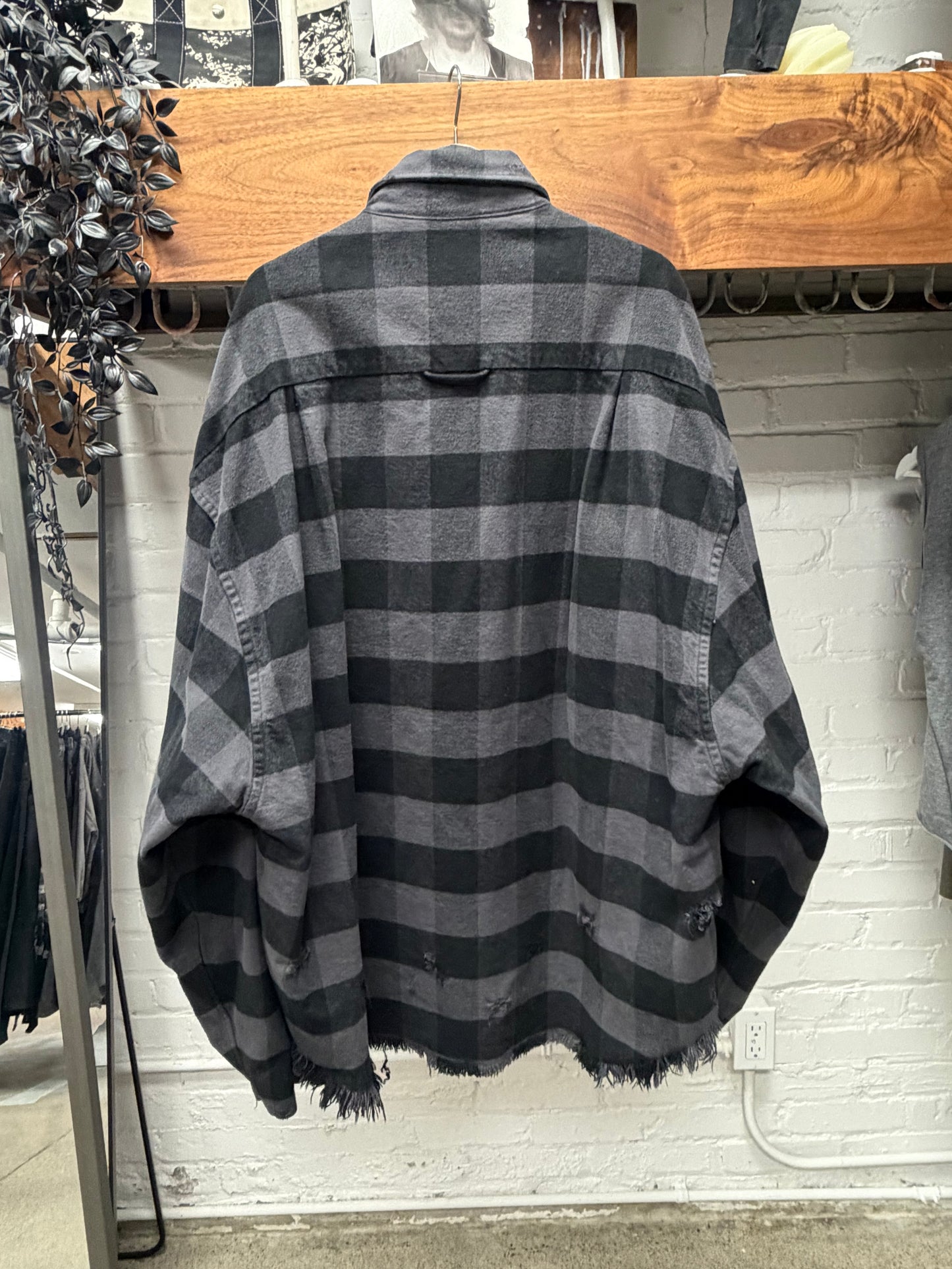 AW2022 Balenciaga Distressed ‘Buffalo Plaid’ Silk Lined Shirt