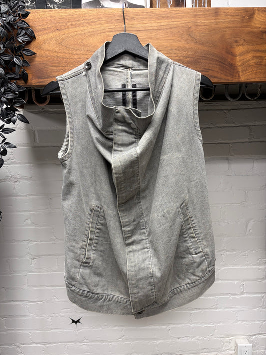 Rick Owens O&M Era High-Neck Grey Denim Jacket