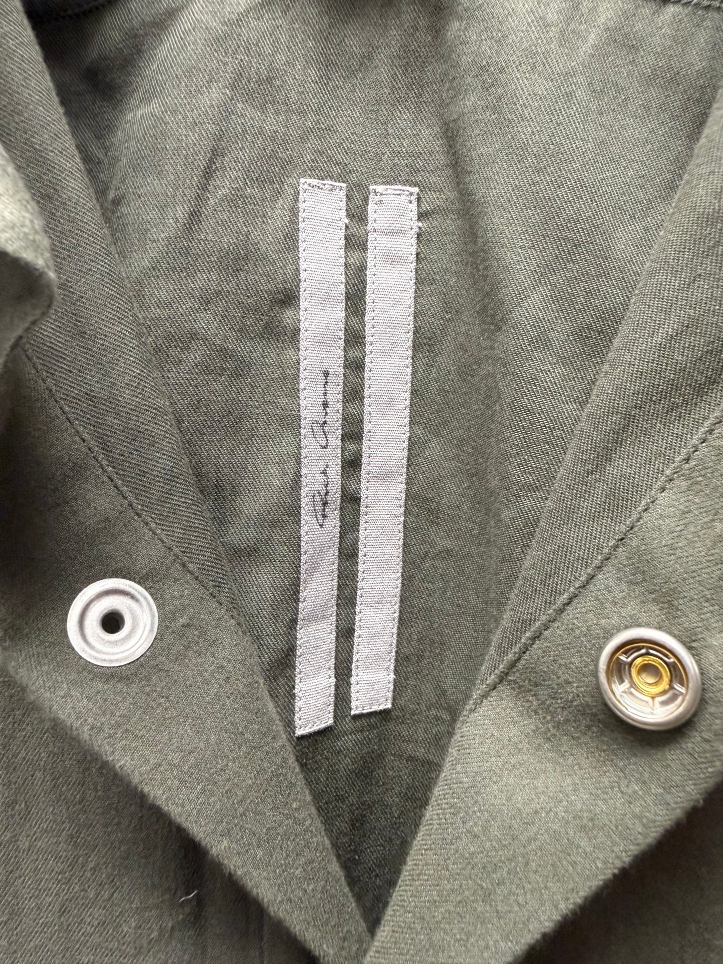 Rick Owens Shoulder-Strap ‘Bosco’ Button Snap Lightweight Work Shirt