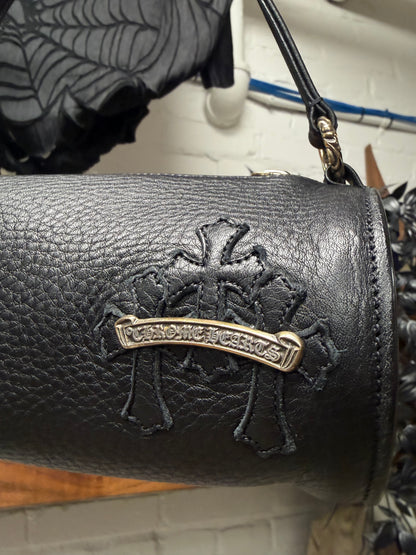 Chrome Hearts ‘Grinds’ Black Leather Cemtery Cross Patch Bag