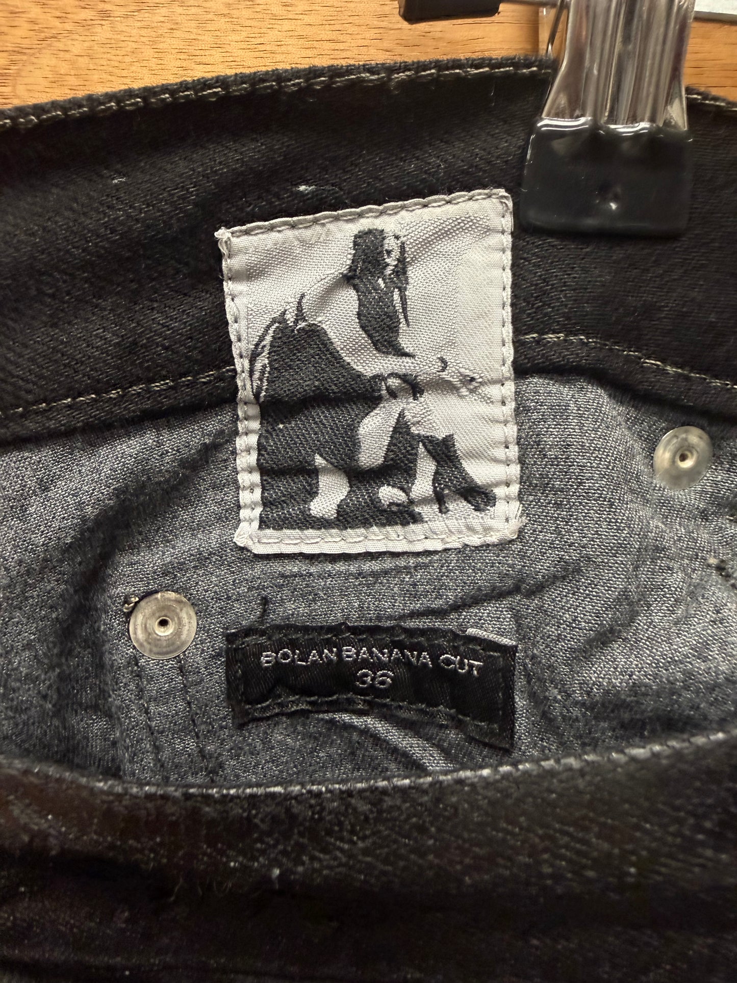 Rick Owens ‘Bolans Banana Cut’ Waxed Black Flared Leg Denim