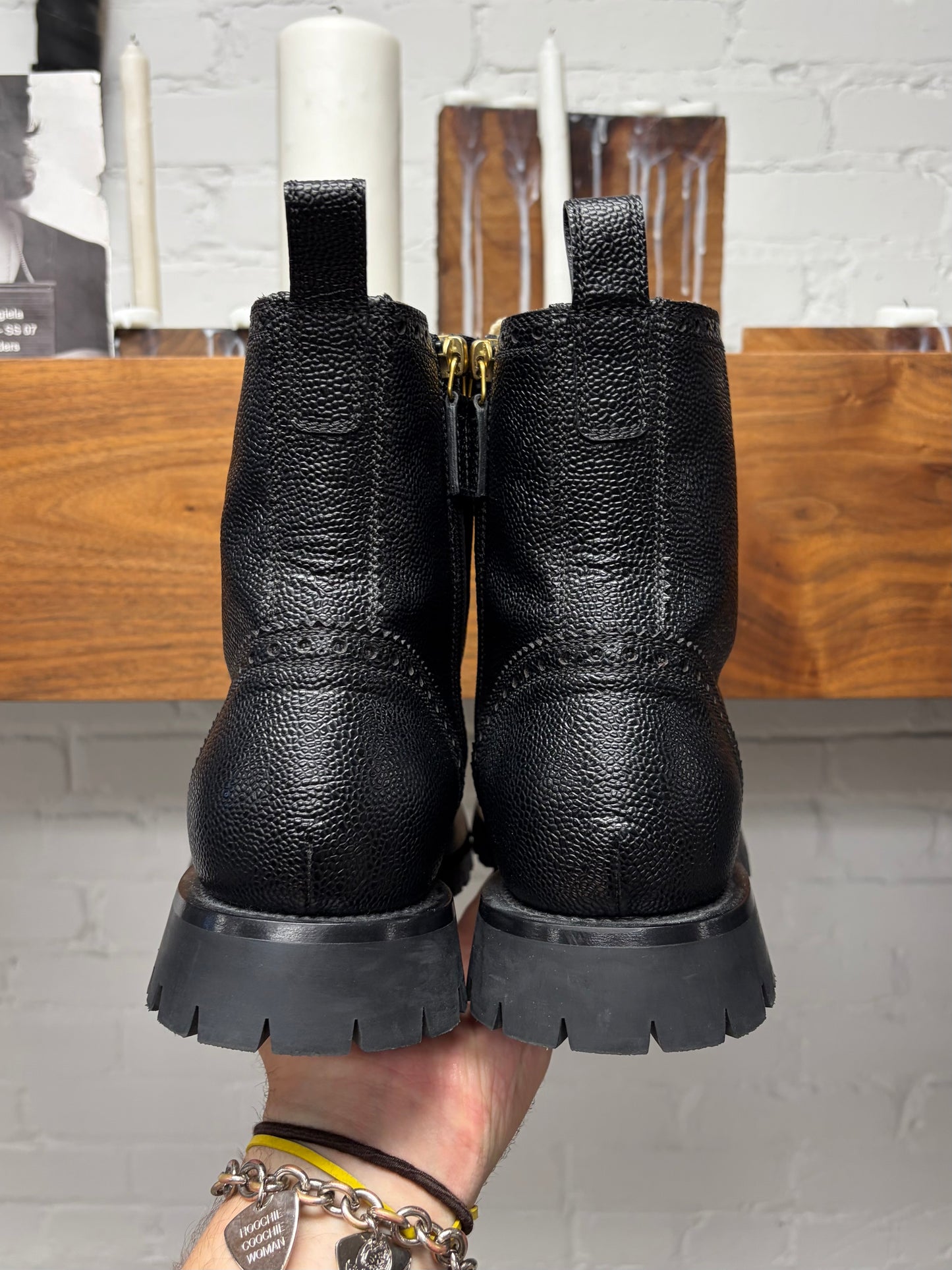 Gucci ‘Arley’ Brogue Black Leather Lace Up Combat Boots