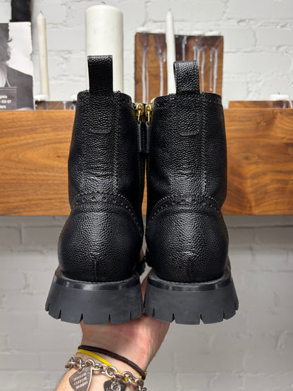 Gucci ‘Arley’ Brogue Black Leather Lace Up Combat Boots